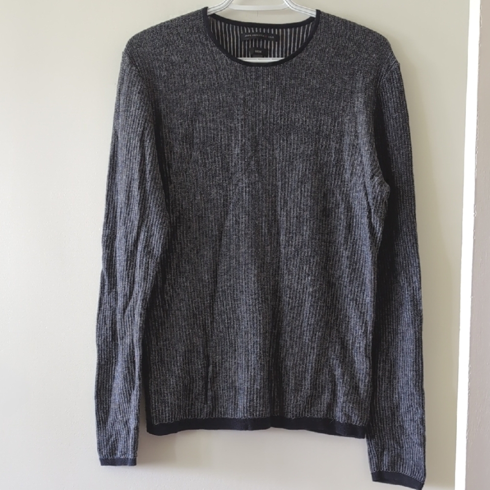 John Varvatos Cashmere Blend Crewneck Sweater with Ribbed Details Size M